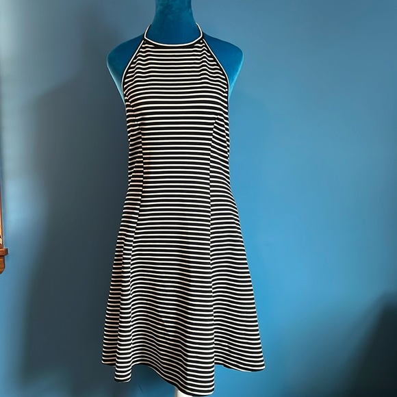 SO Dresses & Skirts - Black & White Striped Halter Dress
